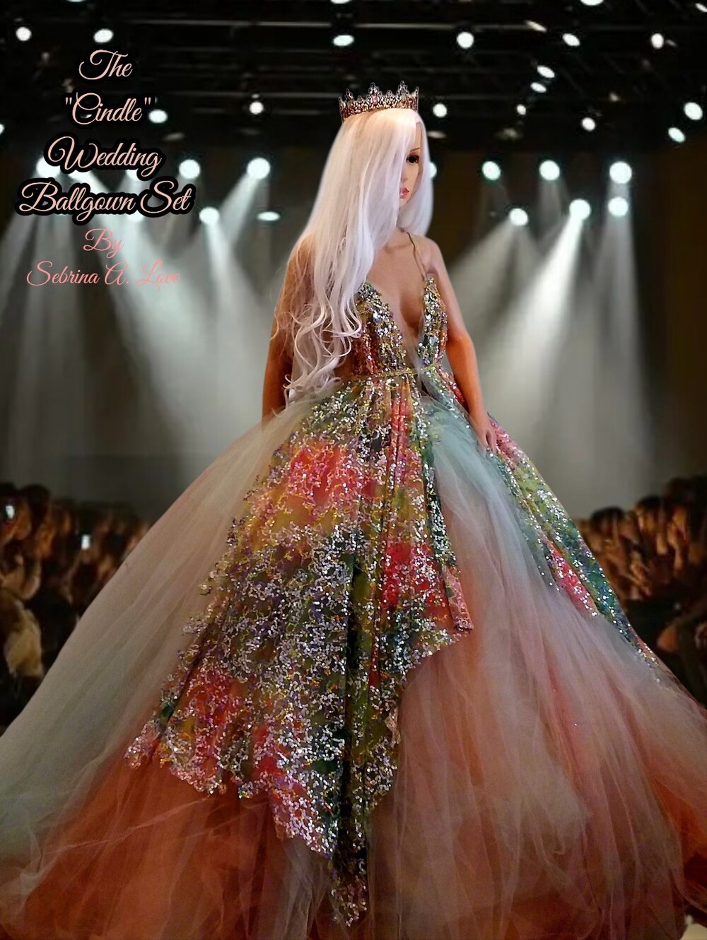 "CINDLE" Sequin Tie Dye Rainbow Wedding Ballgown Set - Picture 1 of 17